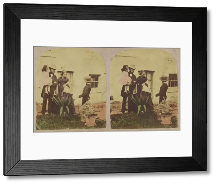 Framed Print : The truant from school found in the Garden, about 1860. Creator: London Stereoscopic & Photographic Co Framed Print : The truant from school found in the Garden, about 1860. Creator: London Stereoscopic & Photographic Co