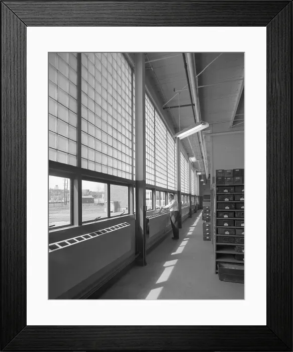 Framed Print : Becton Dickinson & Co. Rutherford, New Jersey, 1954. Creator: Gottscho-Schleisner, Inc Framed Print : Becton Dickinson & Co. Rutherford, New Jersey, 1954. Creator: Gottscho-Schleisner, Inc