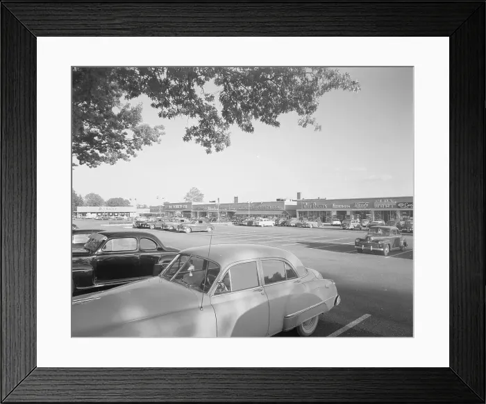 Framed Print : Smithtown Shopping Center, 1954. Creator: Gottscho-Schleisner, Inc Framed Print : Smithtown Shopping Center, 1954. Creator: Gottscho-Schleisner, Inc