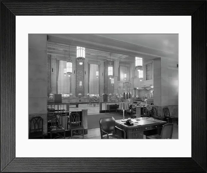 Framed Print : Dollar Savings Bank, Grand Concourse, New York, 1946. Creator: Gottscho-Schleisner, Inc Framed Print : Dollar Savings Bank, Grand Concourse, New York, 1946. Creator: Gottscho-Schleisner, Inc