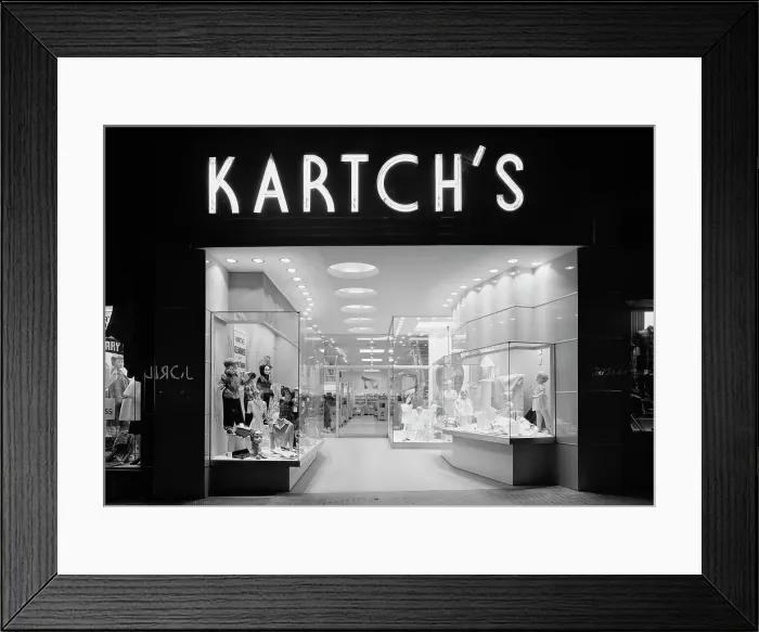 Framed Print : Kartch's, business on Main St. Paterson, New Jersey, 1947. Creator: Gottscho-Schleisner, Inc