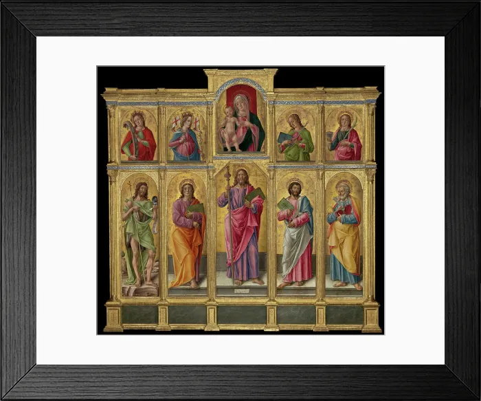 Framed Print : Polyptych with Saint James Major, Madonna and Child, and Saints, 1490. Creator: Bartolomeo Vivarini Framed Print : Polyptych with Saint James Major, Madonna and Child, and Saints, 1490. Creator: Bartolomeo Vivarini