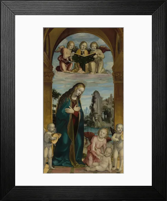 Framed Print : Madonna Adoring the Child with Musical Angels, about 1500-1510. Creator: Bernardino Zenale Framed Print : Madonna Adoring the Child with Musical Angels, about 1500-1510. Creator: Bernardino Zenale