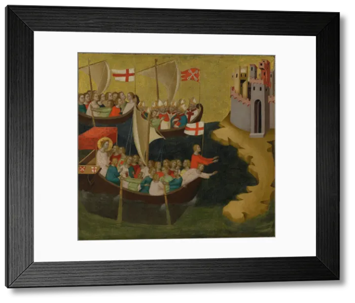 Framed Print : Arrival of Saint Ursula at Cologne, about 1333. Creator: Bernardo Daddi Framed Print : Arrival of Saint Ursula at Cologne, about 1333. Creator: Bernardo Daddi