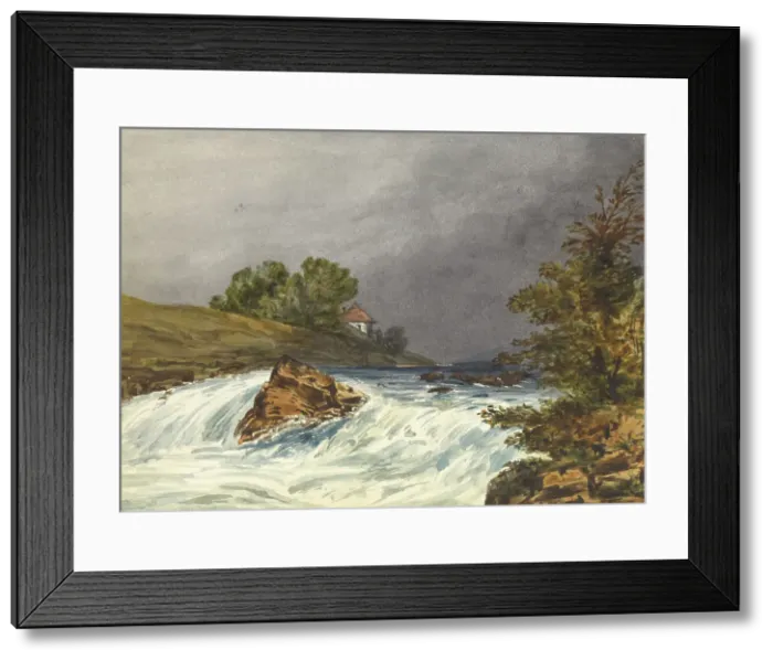 Framed Print : [River Scene with House], 1843-1845. Creator: Samuel H. Owen
