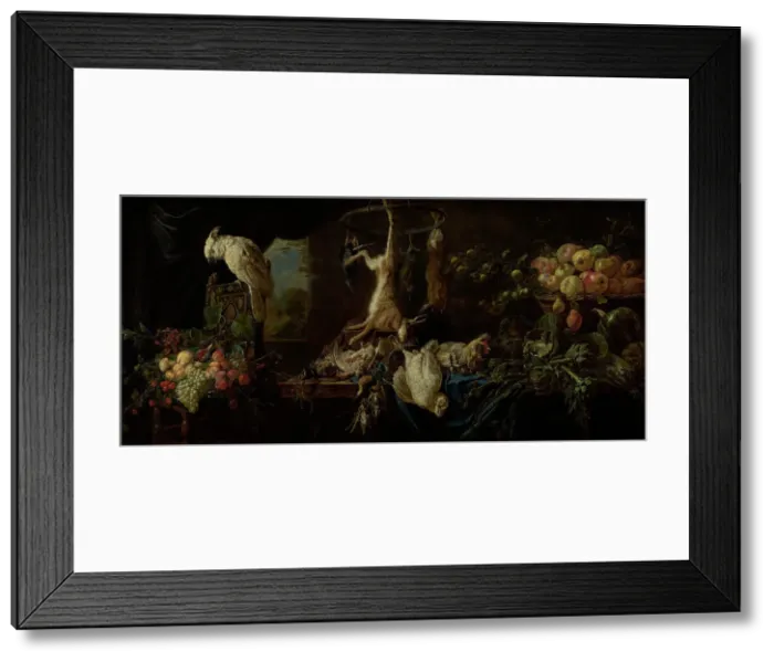 Framed Print : Still Life with Game, Vegetables, Fruit, and a Cockatoo, 1650. Creator: Adriaen van Utrecht Framed Print : Still Life with Game, Vegetables, Fruit, and a Cockatoo, 1650. Creator: Adriaen van Utrecht