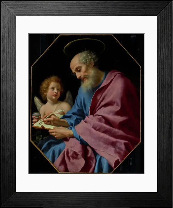 Framed Print : Saint Matthew Writing His Gospel, about 1670s. Creator: Carlo Dolci Framed Print : Saint Matthew Writing His Gospel, about 1670s. Creator: Carlo Dolci