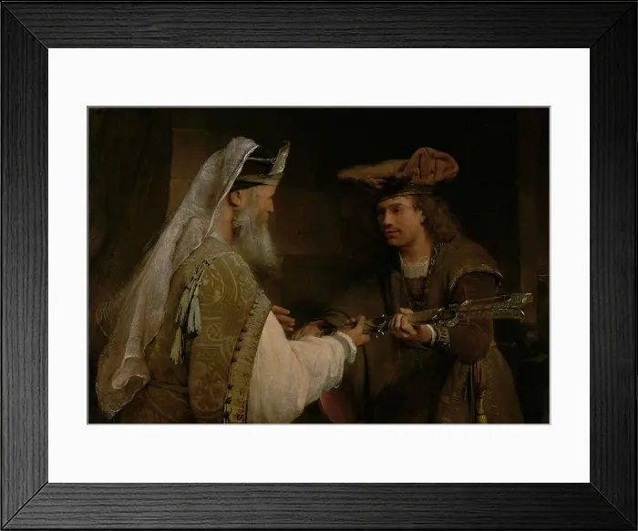 Framed Print : Ahimelech Giving the Sword of Goliath to David, about 1680s. Creator: Aert de Gelder Framed Print : Ahimelech Giving the Sword of Goliath to David, about 1680s. Creator: Aert de Gelder