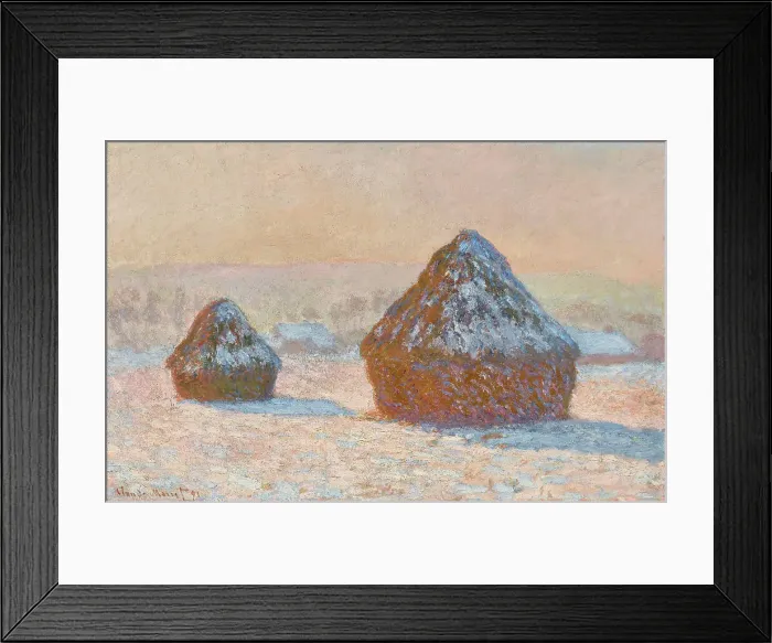 Framed Print : Wheatstacks, Snow Effect, Morning (Meules, Effet de Neige, Le Matin), 1891. Creator: Claude Monet Framed Print : Wheatstacks, Snow Effect, Morning (Meules, Effet de Neige, Le Matin), 1891. Creator: Claude Monet