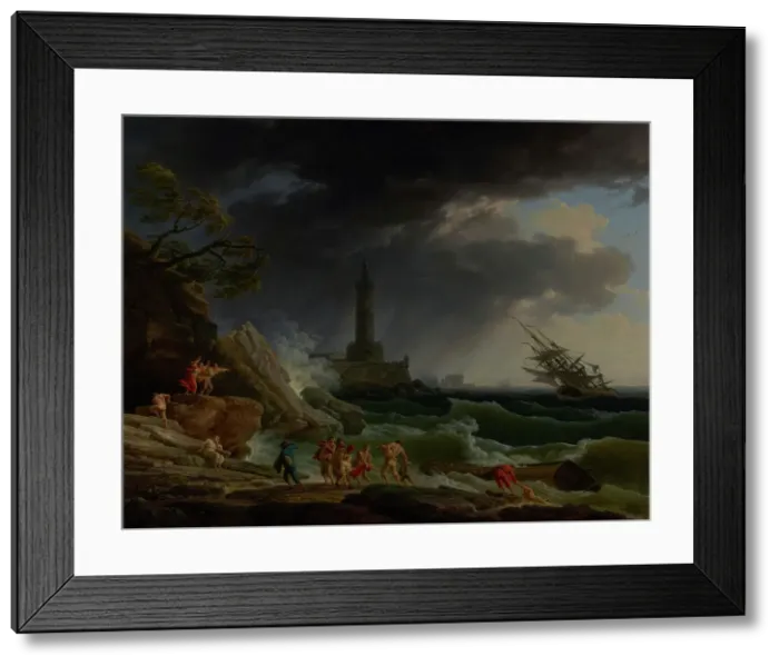 Framed Print : A Storm on a Mediterranean Coast, 1767. Creator: Claude-Joseph Vernet Framed Print : A Storm on a Mediterranean Coast, 1767. Creator: Claude-Joseph Vernet