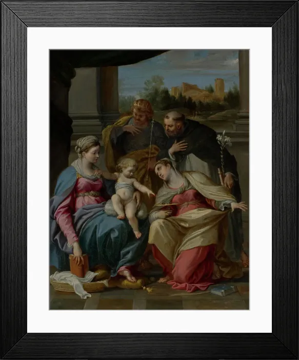 Framed Print : Madonna and Child with Saints Lucy, Dominic, and Louis of France, about 1596-1598. Creator: Annibale Carracci Framed Print : Madonna and Child with Saints Lucy, Dominic, and Louis of France, about 1596-1598. Creator: Annibale Carracci
