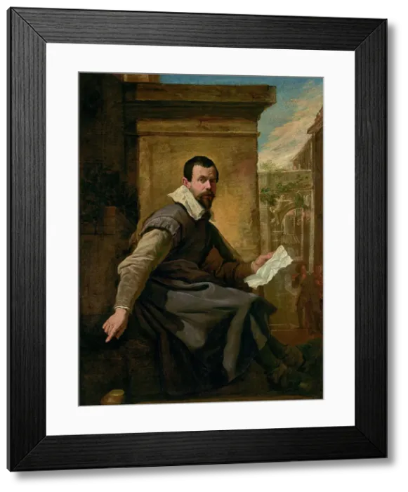 Framed Print : Portrait of a Man with a Sheet of Music, about 1620. Creator: Domenico Fetti Framed Print : Portrait of a Man with a Sheet of Music, about 1620. Creator: Domenico Fetti