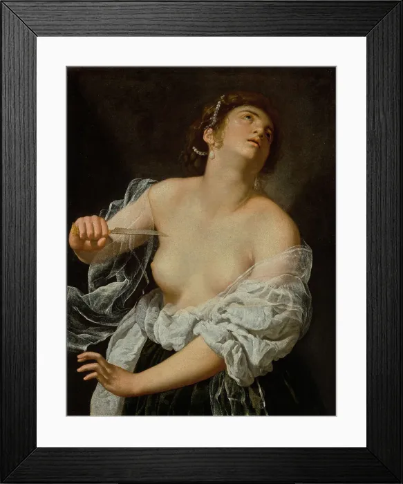 Framed Print : Lucretia, about 1627. Creator: Artemisia Gentileschi Framed Print : Lucretia, about 1627. Creator: Artemisia Gentileschi