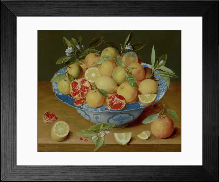 Framed Print : Still Life with Lemons, Oranges, and a Pomegranate, about 1620-1630. Creator: Jacob van Hulsdonck Framed Print : Still Life with Lemons, Oranges, and a Pomegranate, about 1620-1630. Creator: Jacob van Hulsdonck