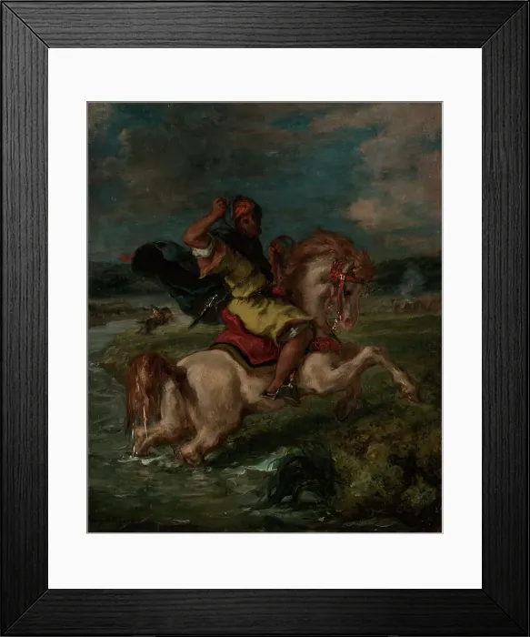 Framed Print : Moroccan Horseman Crossing a Ford, about 1850. Creator: Eugene Delacroix Framed Print : Moroccan Horseman Crossing a Ford, about 1850. Creator: Eugene Delacroix