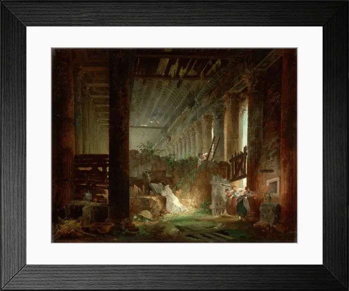 Framed Print : A Hermit Praying in the Ruins of a Roman Temple, about 1760. Creator: Hubert Robert Framed Print : A Hermit Praying in the Ruins of a Roman Temple, about 1760. Creator: Hubert Robert