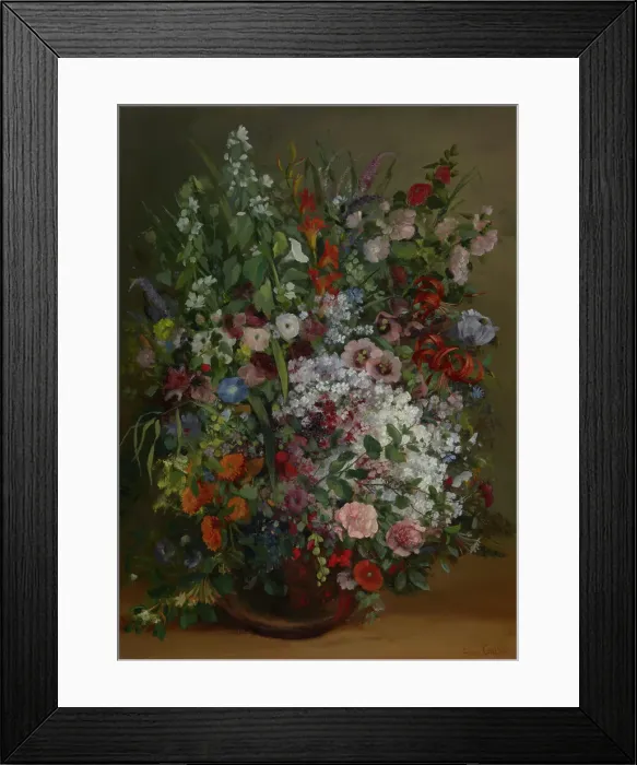 Framed Print : Bouquet of Flowers in a Vase, 1862. Creator: Gustave Courbet Framed Print : Bouquet of Flowers in a Vase, 1862. Creator: Gustave Courbet