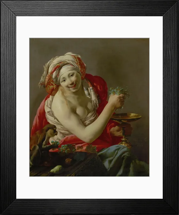 Framed Print : Bacchante with an Ape, 1627. Creator: Hendrick ter Brugghen Framed Print : Bacchante with an Ape, 1627. Creator: Hendrick ter Brugghen
