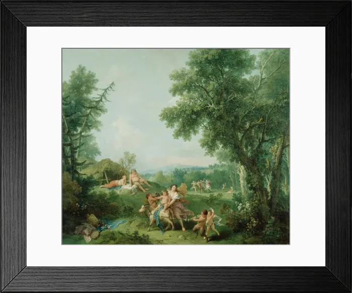 Framed Print : Landscape with the Education of Bacchus, 1744. Creator: Francesco Zuccarelli Framed Print : Landscape with the Education of Bacchus, 1744. Creator: Francesco Zuccarelli