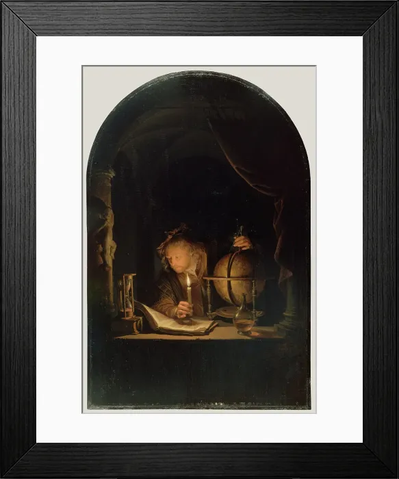 Framed Print : Astronomer by Candlelight, late 1650s. Creator: Gerrit Dou Framed Print : Astronomer by Candlelight, late 1650s. Creator: Gerrit Dou