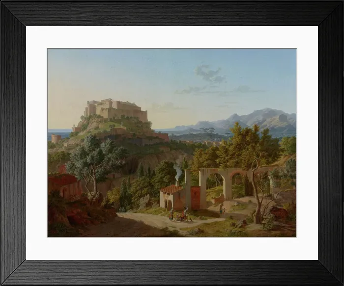 Framed Print : Landscape with the Castle of Massa di Carrara, 1827. Creator: Leo von Klenze Framed Print : Landscape with the Castle of Massa di Carrara, 1827. Creator: Leo von Klenze