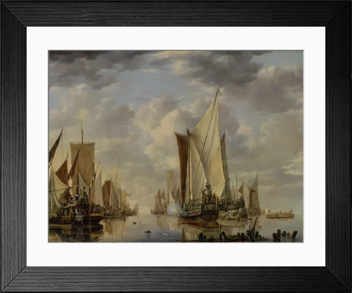 Framed Print : Shipping in a Calm at Flushing with a States General Yacht Firing a Salute, 1649. Creator: Jan van de Cappelle Framed Print : Shipping in a Calm at Flushing with a States General Yacht Firing a Salute, 1649. Creator: Jan van de Cappelle