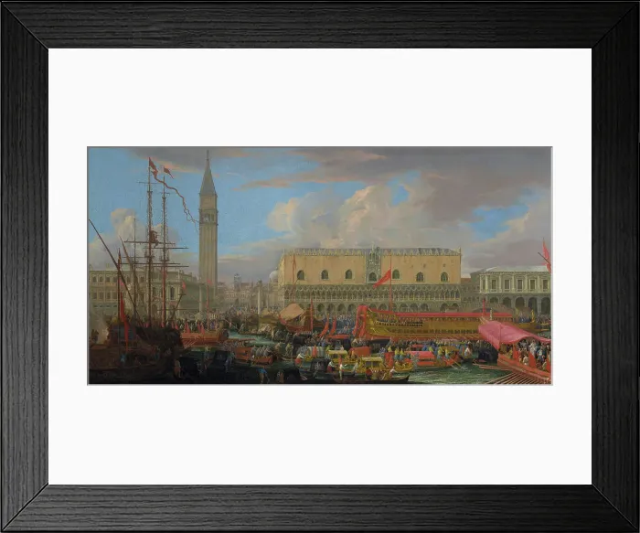 Framed Print : The Bucintoro Departing from the Bacino di San Marco, 1710. Creator: Luca Carlevarijs Framed Print : The Bucintoro Departing from the Bacino di San Marco, 1710. Creator: Luca Carlevarijs