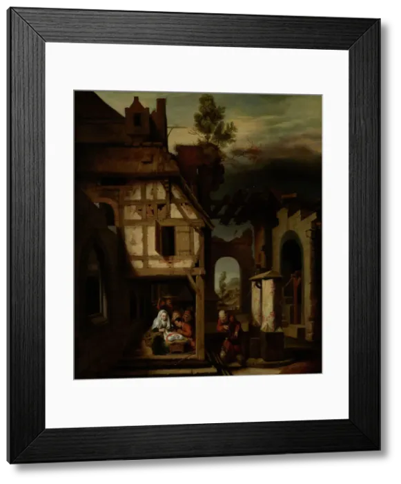 Framed Print : Adoration of the Shepherds, about 1660. Creator: Nicolaes Maes Framed Print : Adoration of the Shepherds, about 1660. Creator: Nicolaes Maes