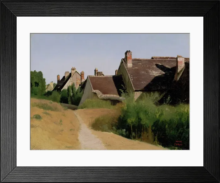 Framed Print : Houses near Orleans (Maisons aux Environs d'Orleans), about 1830. Creator: Jean-Baptiste-Camille Corot Framed Print : Houses near Orleans (Maisons aux Environs d'Orleans), about 1830. Creator: Jean-Baptiste-Camille Corot