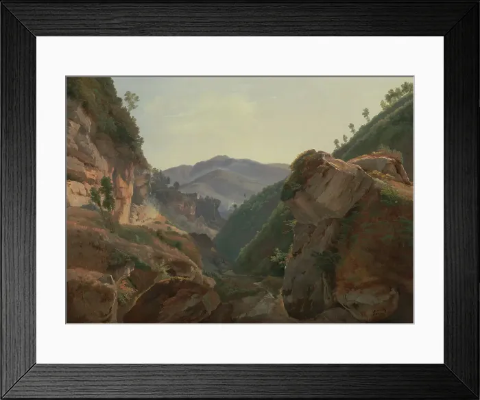 Framed Print : Mountain Landscape with Road to Naples, about 1821-1825. Creator: Charles Remond Framed Print : Mountain Landscape with Road to Naples, about 1821-1825. Creator: Charles Remond