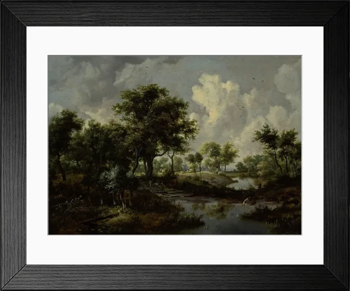 Framed Print : A Wooded Landscape, 1667. Creator: Meindert Hobbema Framed Print : A Wooded Landscape, 1667. Creator: Meindert Hobbema