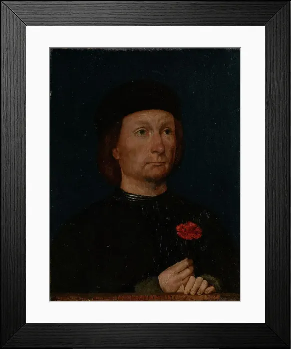Framed Print : Portrait of a Man with a Pink, about 1500. Creator: Michael Sittow Framed Print : Portrait of a Man with a Pink, about 1500. Creator: Michael Sittow