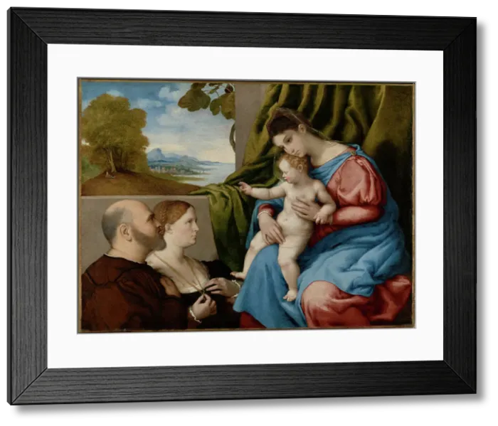Framed Print : Madonna and Child with Two Donors, about 1525-1530. Creator: Lorenzo Lotto Framed Print : Madonna and Child with Two Donors, about 1525-1530. Creator: Lorenzo Lotto