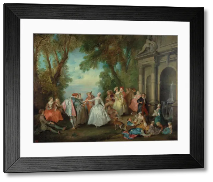 Framed Print : Dance before a Fountain, by 1724. Creator: Nicolas Lancret Framed Print : Dance before a Fountain, by 1724. Creator: Nicolas Lancret