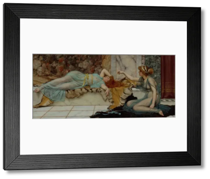 Framed Print : Mischief and Repose, 1895. Creator: John William Godward Framed Print : Mischief and Repose, 1895. Creator: John William Godward