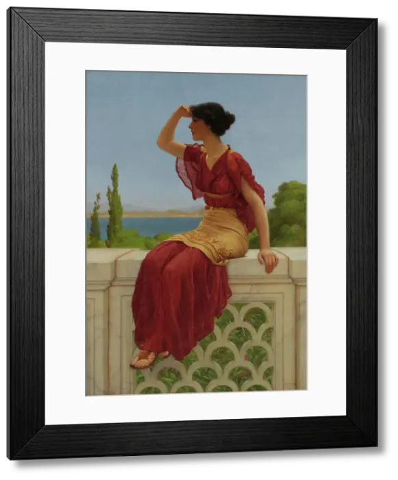 Framed Print : The Signal, 1899. Creator: John William Godward Framed Print : The Signal, 1899. Creator: John William Godward