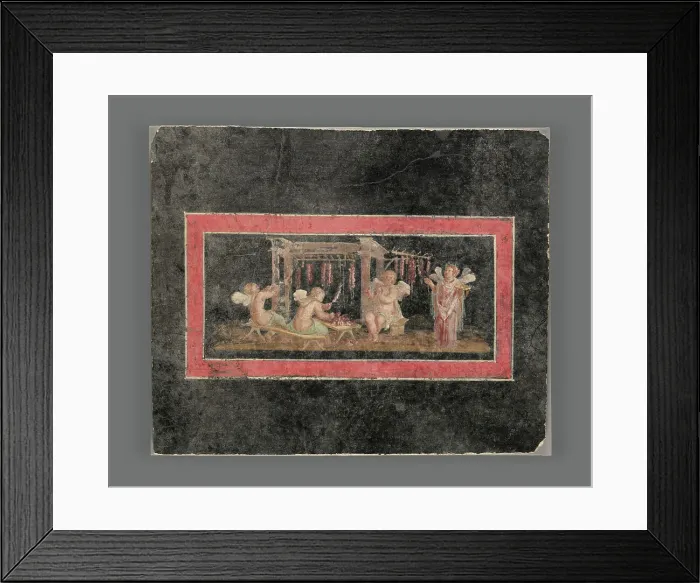 Framed Print : Fresco Fragment with Four Cupids Hanging Garlands, A.D. 50-79. Creator: Unknown