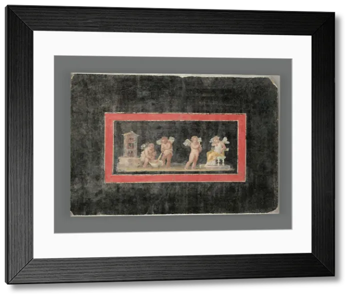Framed Print : Fresco Fragment with Cupids and Psyche Making Perfume, A.D. 50-79. Creator: Unknown Framed Print : Fresco Fragment with Cupids and Psyche Making Perfume, A.D. 50-79. Creator: Unknown