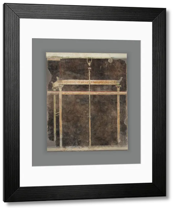Framed Print : Panel from a Black Ground Frescoed Room with Architectural Decoration, A.D. 1-50. Creator: Unknown Framed Print : Panel from a Black Ground Frescoed Room with Architectural Decoration, A.D. 1-50. Creator: Unknown
