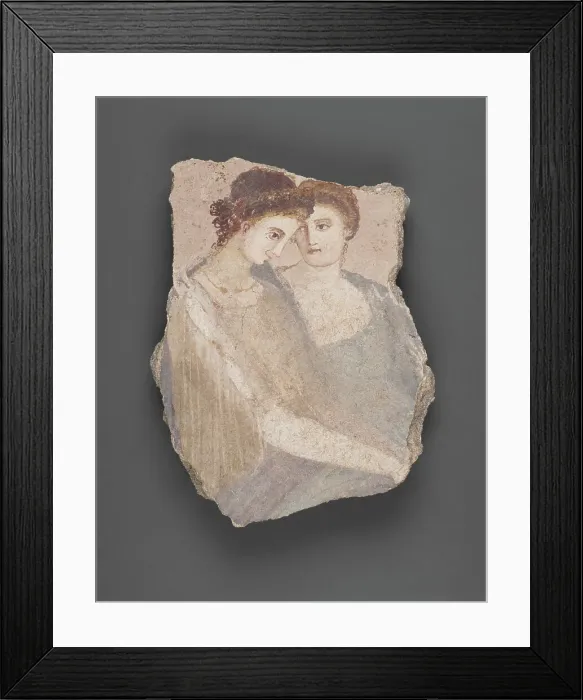 Framed Print : Wall Fragment with Two Women, A.D. 1-75. Creator: Unknown Framed Print : Wall Fragment with Two Women, A.D. 1-75. Creator: Unknown