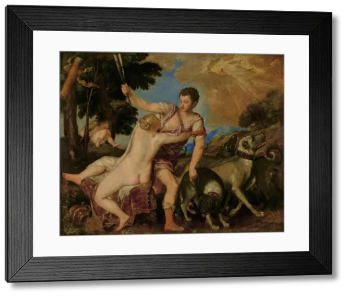 Framed Print : Venus and Adonis, about 1555-1560. Creator: Titian Framed Print : Venus and Adonis, about 1555-1560. Creator: Titian