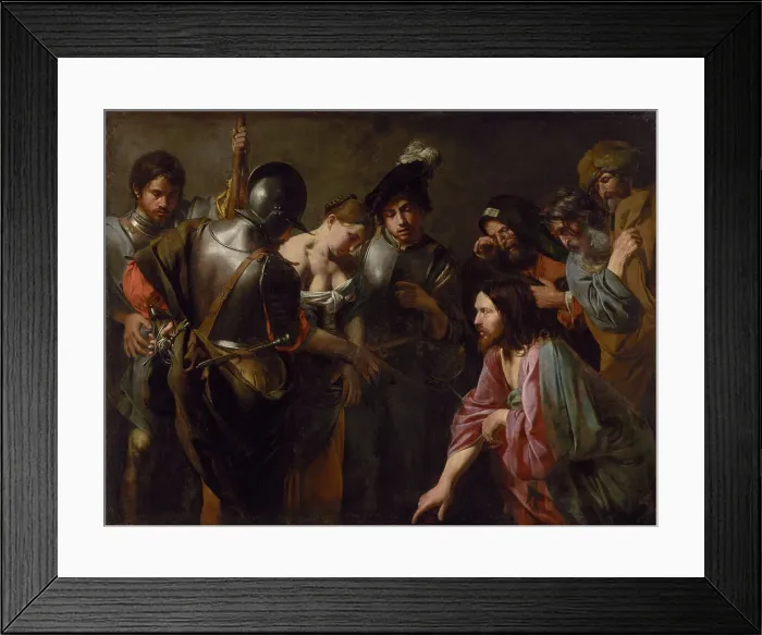 Framed Print : Christ and the Adulteress, about 1620s. Creator: Valentin de Boulogne