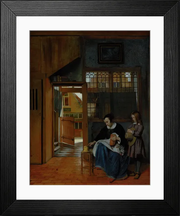 Framed Print : A Woman Preparing Bread and Butter for a Boy, about 1660-1663. Creator: Pieter de Hooch Framed Print : A Woman Preparing Bread and Butter for a Boy, about 1660-1663. Creator: Pieter de Hooch