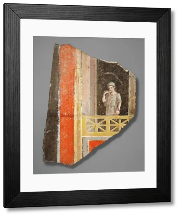 Framed Print : Fresco Fragment: Woman on a Balcony, 10 B.C.-A.D. 14. Creator: Unknown Framed Print : Fresco Fragment: Woman on a Balcony, 10 B.C.-A.D. 14. Creator: Unknown
