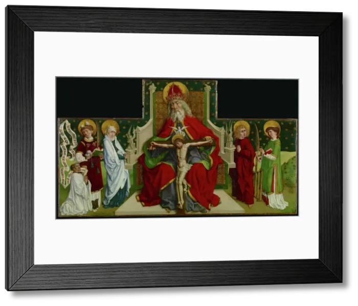 Framed Print : The Trinity with the Virgin, Saints John the Evangelist, Stephen and Lawrence and a Donor, 1479. Creator: Peter Hemmel von Andlau Workshop Framed Print : The Trinity with the Virgin, Saints John the Evangelist, Stephen and Lawrence and a Donor, 1479. Creator: Peter Hemmel von Andlau Workshop