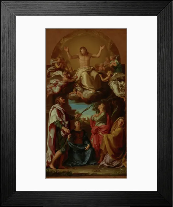Framed Print : Christ in Glory with Saints Celsus, Julian, Marcionilla and Basilissa, 1736-1737. Creator: Pompeo Batoni Framed Print : Christ in Glory with Saints Celsus, Julian, Marcionilla and Basilissa, 1736-1737. Creator: Pompeo Batoni