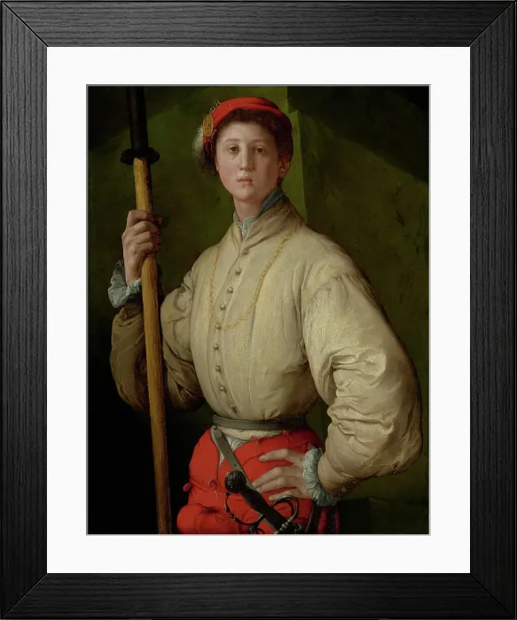 Framed Print : Portrait of a Halberdier (Francesco Guardi?), 1529-1530. Creator: Jacopo Pontormo Framed Print : Portrait of a Halberdier (Francesco Guardi?), 1529-1530. Creator: Jacopo Pontormo