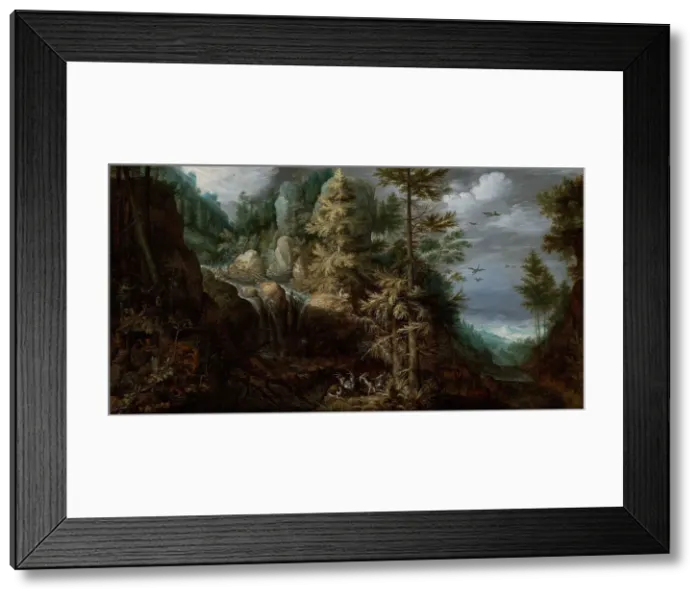Framed Print : Landscape with the Temptation of Saint Anthony, 1617. Creator: Roelandt Savery Framed Print : Landscape with the Temptation of Saint Anthony, 1617. Creator: Roelandt Savery