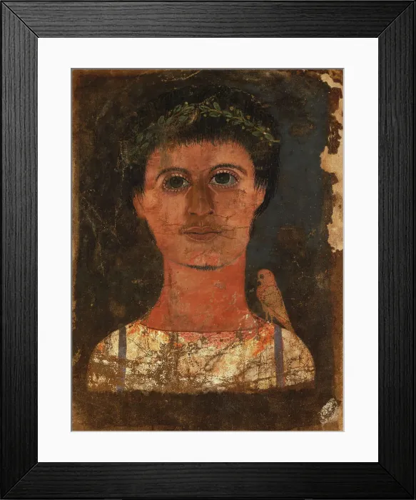 Framed Print : Mummy Shroud with Painted Portrait of a Boy, A.D. 150-250. Creator: Unknown Framed Print : Mummy Shroud with Painted Portrait of a Boy, A.D. 150-250. Creator: Unknown