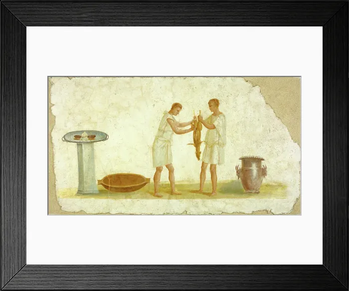 Framed Print : Fragment of a Fresco Panel with a Meal Preparation, A.D. 1-79. Creator: Unknown Framed Print : Fragment of a Fresco Panel with a Meal Preparation, A.D. 1-79. Creator: Unknown